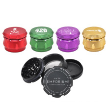 Wholesale 4 piece herb grinder logo customizable 4colors aluminum alloy tobacco grinder 63mm herb crusher 2.5inches